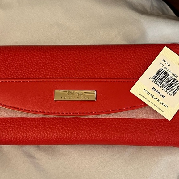 Trina Turk Handbags - Trina Turk Red Leather Wallet 4”x7.5”NWT
